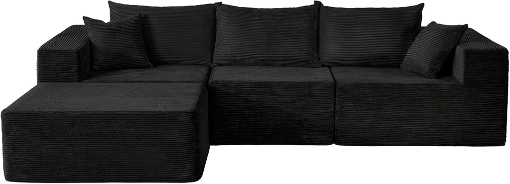 Cloud sofa with L-shaped lounge chair modern modular sofa with deep seats