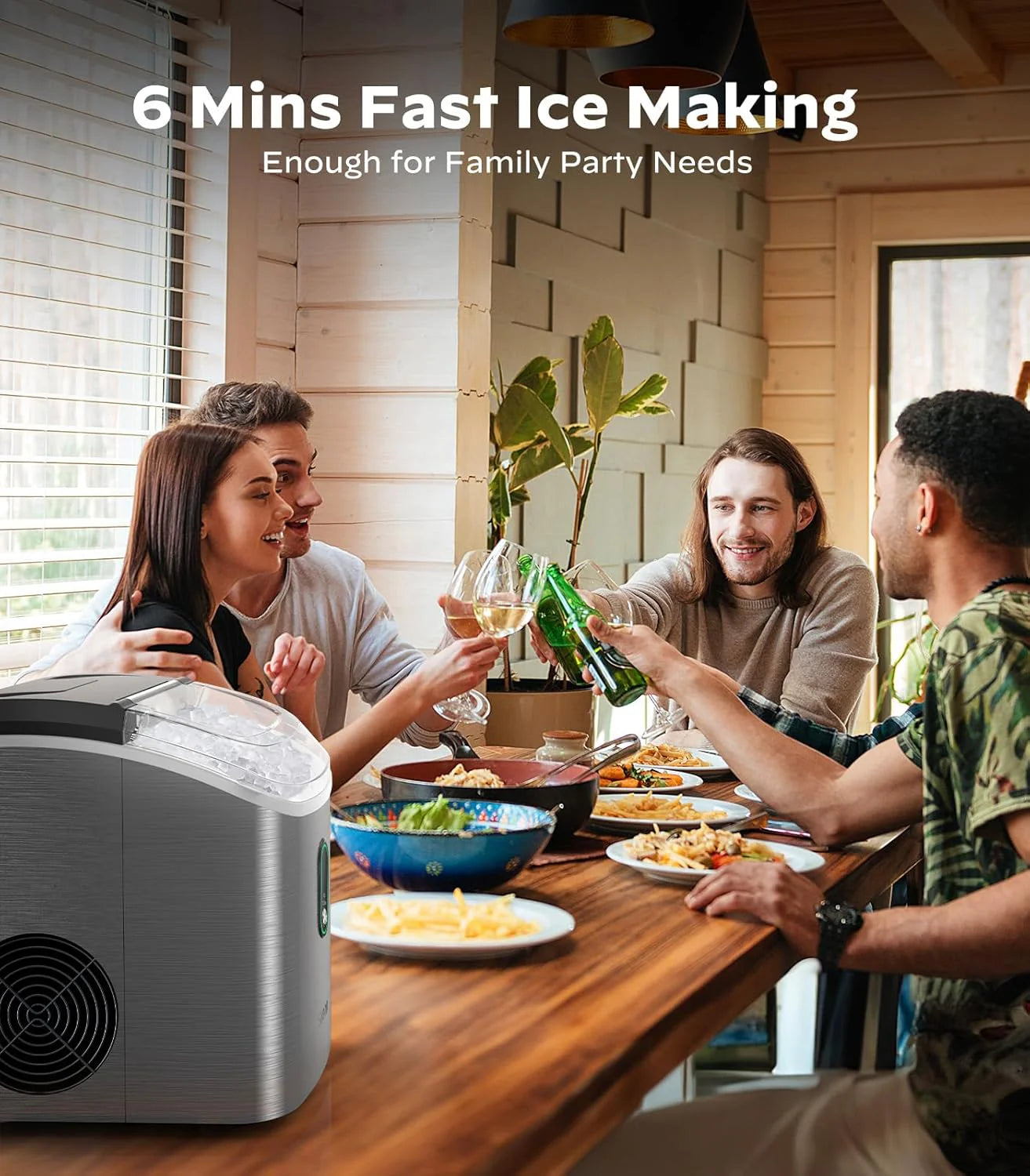 Nugget Ice Maker Countertop, Silonn Chewable Pellet Ice Machine with Self-Cleanin Function, 33lbs/24H Portable Ice Makers for Home Kitchen Officce, Black