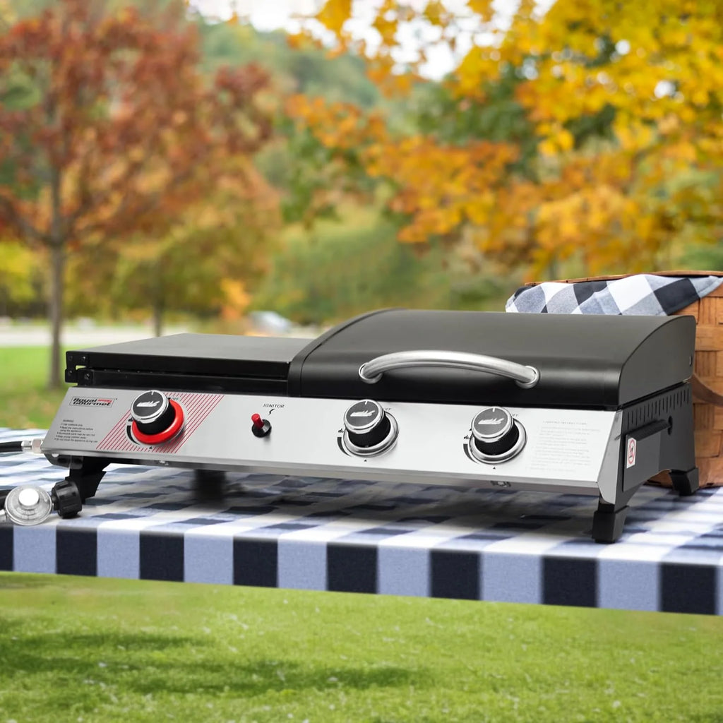 Royal Gourmet PD1305H 3 Burner Propane Gas Grill and Griddle Combo Lid 3-in-1 Grill Griddle Combo