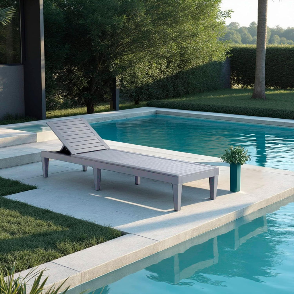 Patio Chairs - Black Chaise Lounge Chair Outdoor 5-Position Adjustable Sun Tanning Chair Waterproof Pool Lounge Chairs Set of 2 Reclining Lawn Chair, Lightweight Outdoor Lounge Chairs