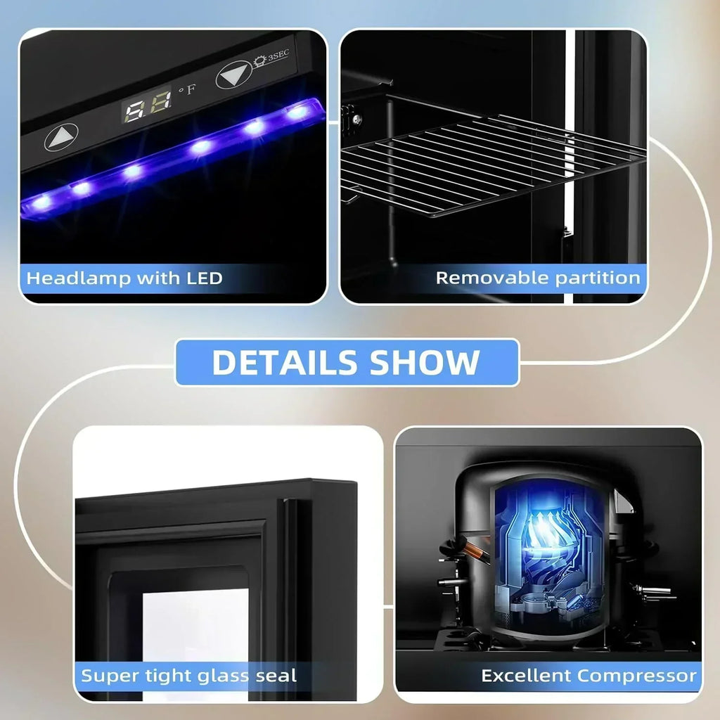 Antarctic Star 26 Bottle 130 Can Wine Cooler/Cabinet Beverage Refrigerator Cellar Beer Clear Glass