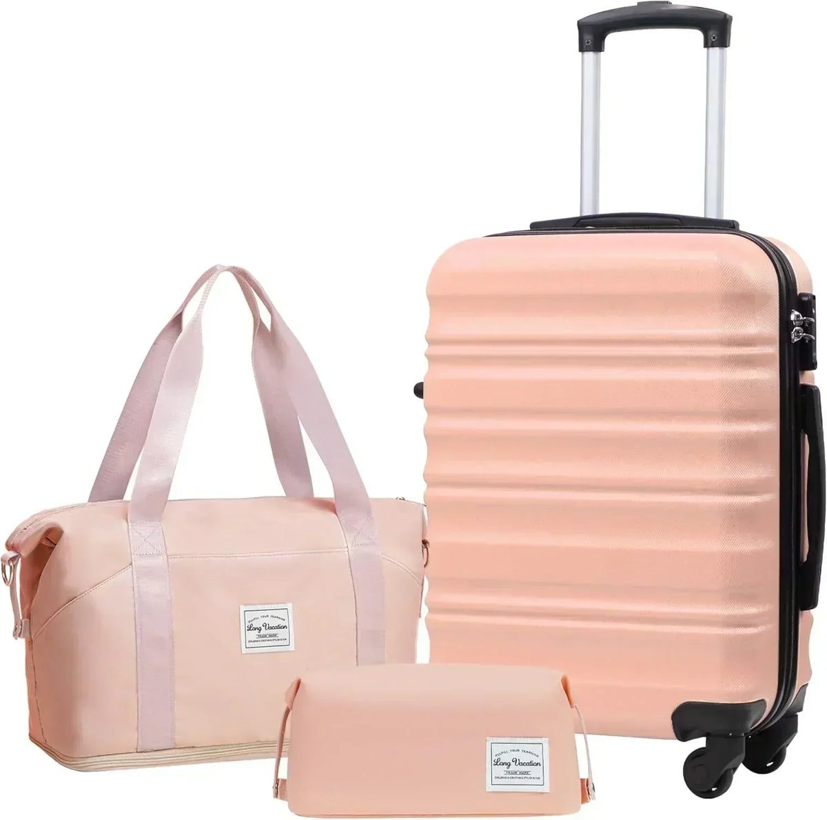 LONG VACATION 6 Piece Luggage Set Carry on Suitcase with ABS+PC hardshell Spinner Wheels