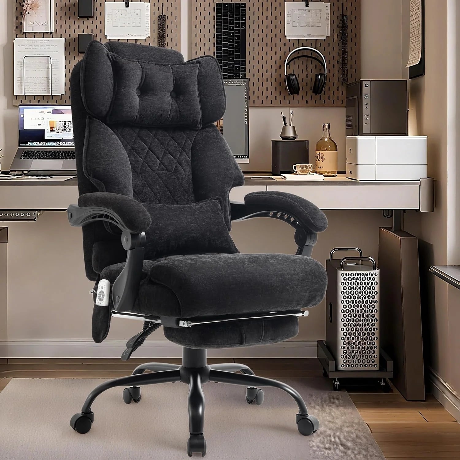 Massage Office Chair with Footrest, Large and Tall Leather Office Chair 500 lbs