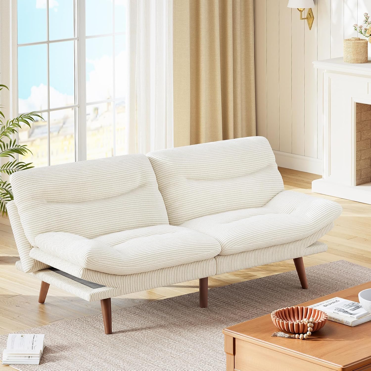 Futon Sofa Bed Futon Sofa Adjustable Back Armrests Converts to Small Sleeper Sofa Bed