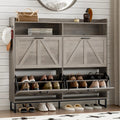 Shoe cabinet with 2 flip-top drawers Narrow shoe storage cabinet