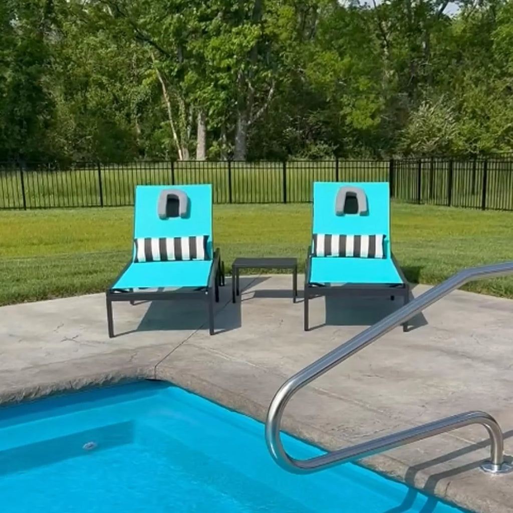 PURPLE LEAF Patio Tanning Lounge Chair Set with Face Down Hole Outdoor Aluminum Adjustable Reclining Chairs Wheels Pillows and Table for Poolside Beach Sunbathing Lounger, Beige