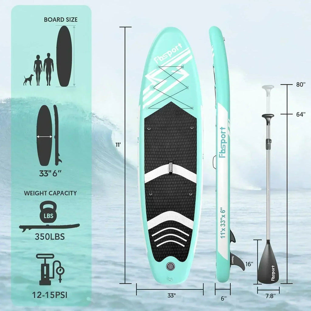 FBSPORT 11' Premium Stand Up Paddle Board Yoga Board with Durable SUP Accessories Carry Bag