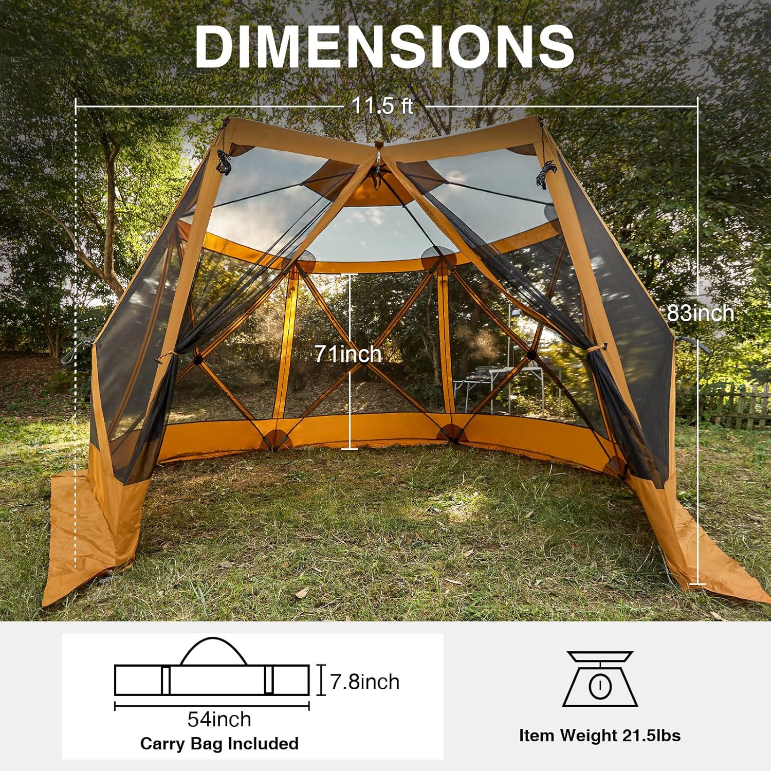 Pop up Screen House Tent for Camping 11.5 x 9.8 ft Instant Screened Gazebo Canopy