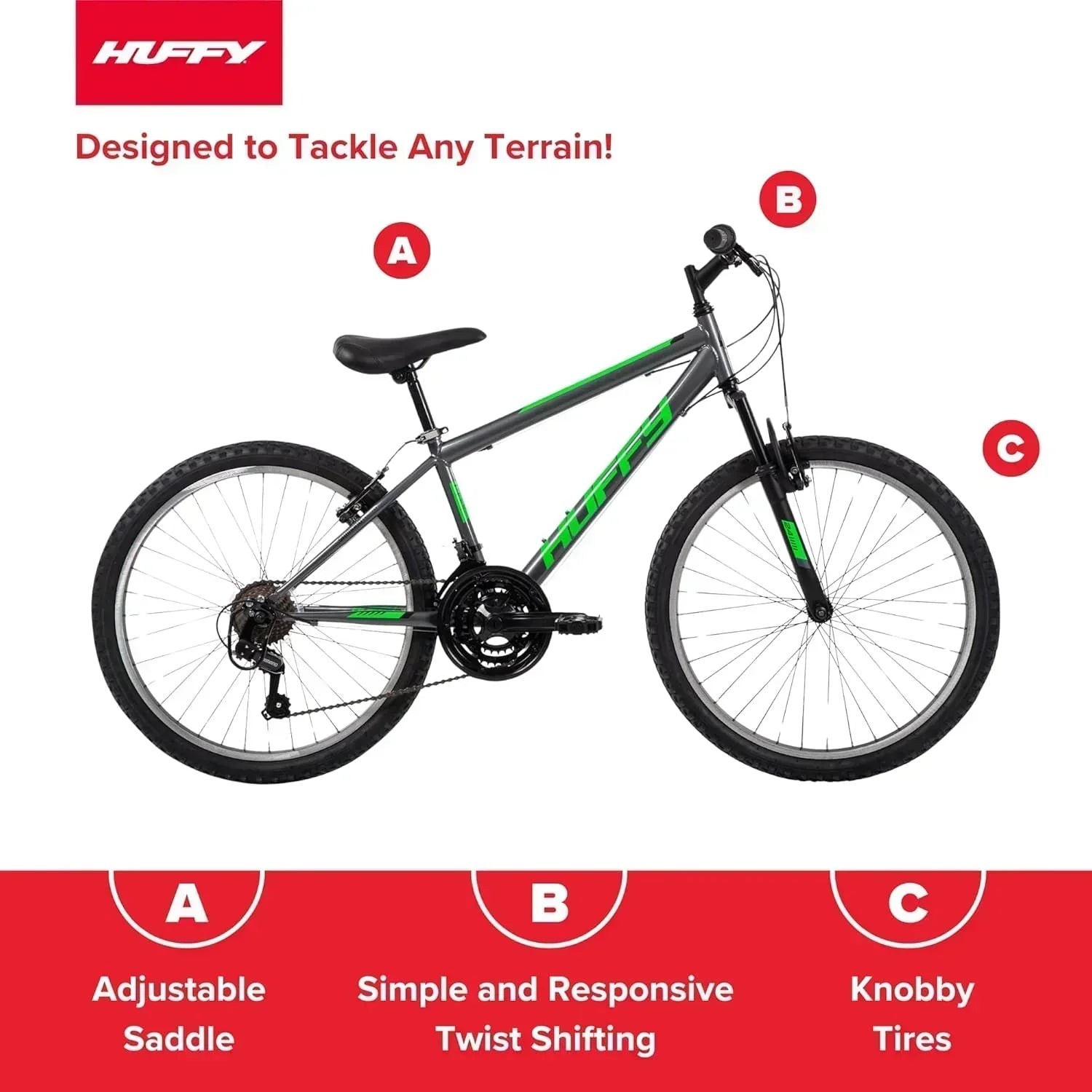 Huffy Stone Mountain Hardtail Mountain Bike for Boys/Girls/Men/Women 20/24/26 Sizes