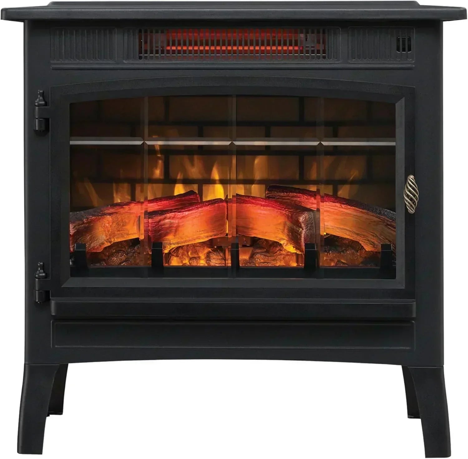 Freestanding Electric Fireplace Stove Heater with 3D Flame Effect for 1000 Sq. Ft