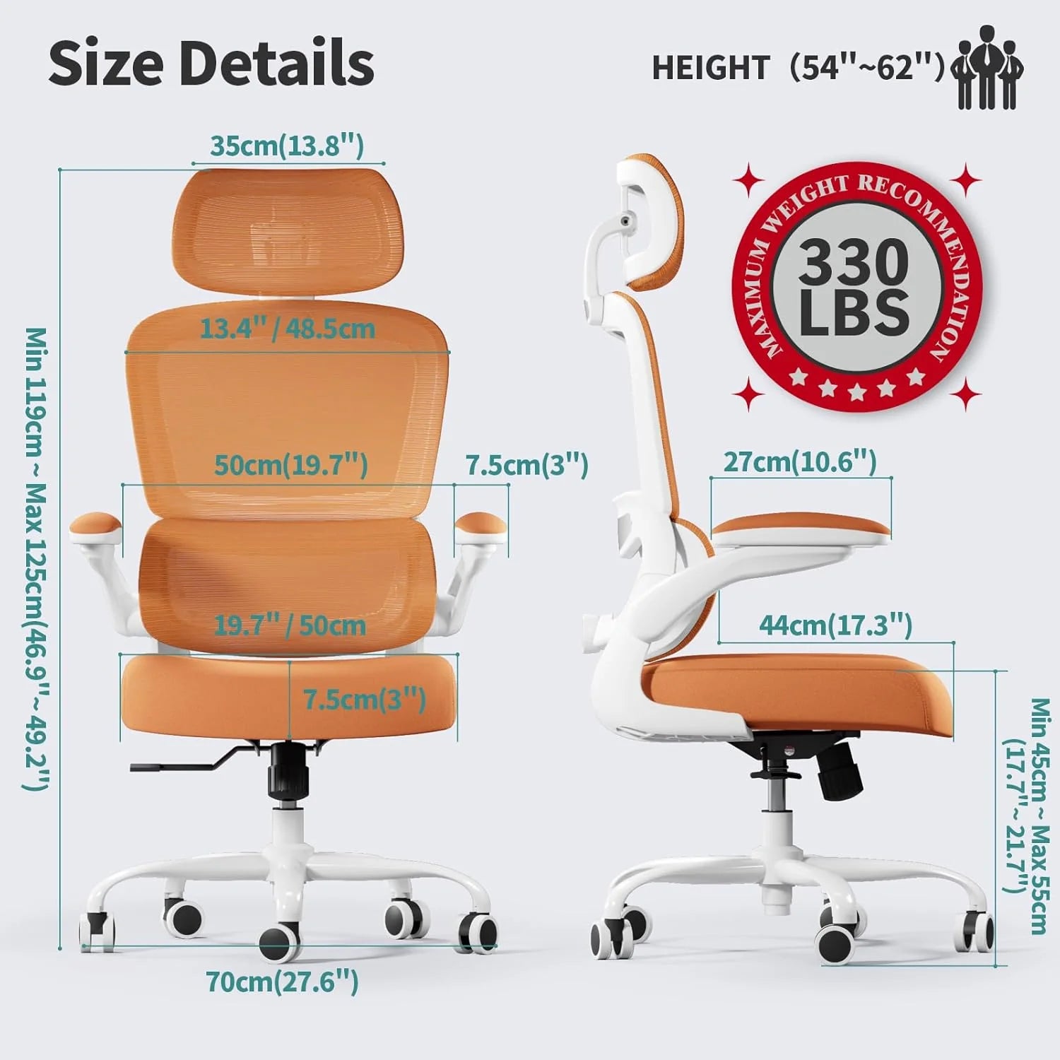 Office Chair Ergonomic Desk Chair, 330 lbs Home Mesh Desk Chair with Wheels, Comfortable Gaming Chair, High Back Office Chair