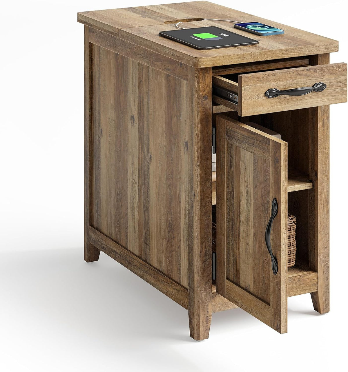 Farmhouse End Table Narrow Side Table Small Nightstand
