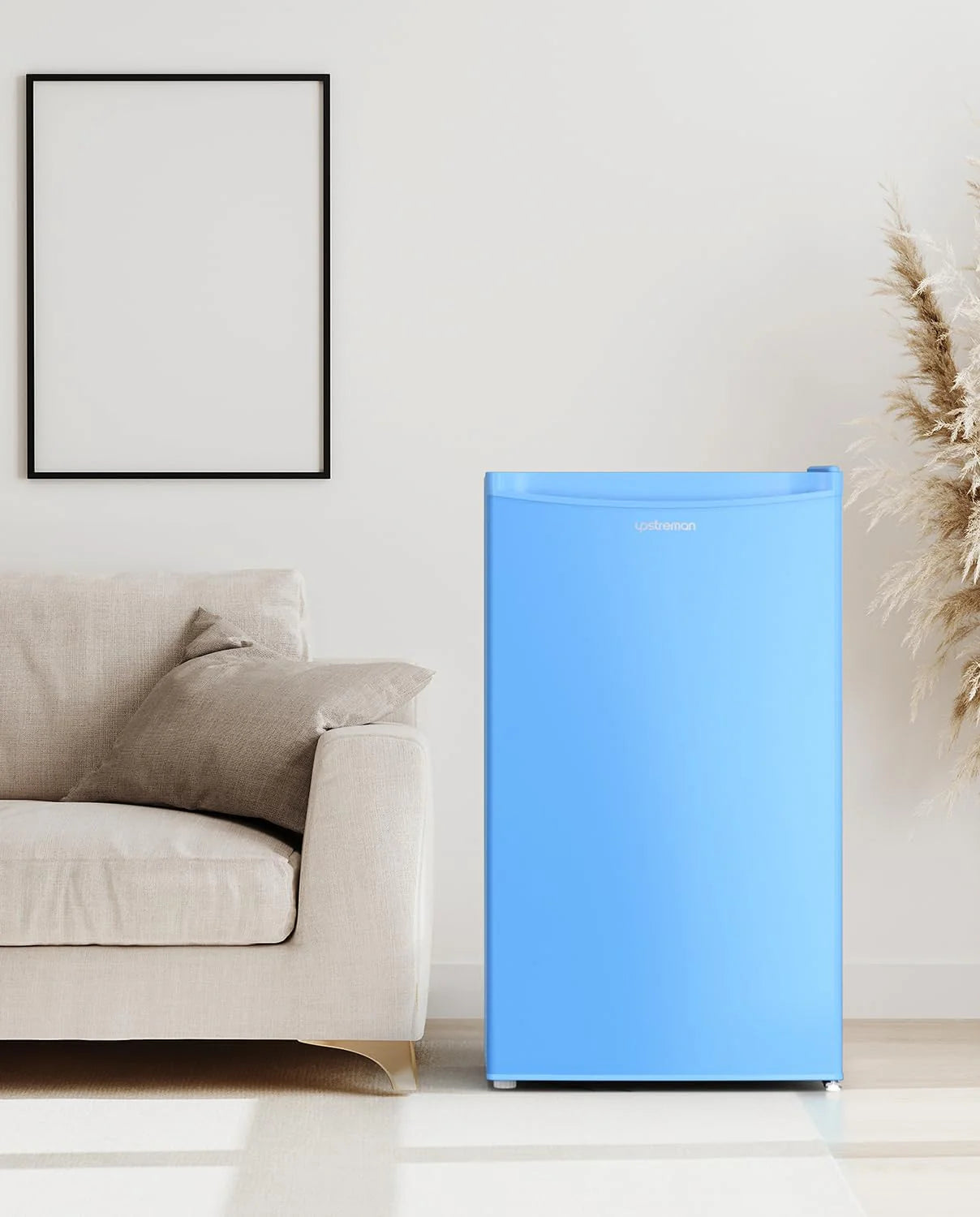 Upstreman 3.2 Cu.Ft Mini Fridge with Freezer, Single Door Mini Fridge, Dorm Fridge, Adjustable Thermostat, Mini Refrigerator