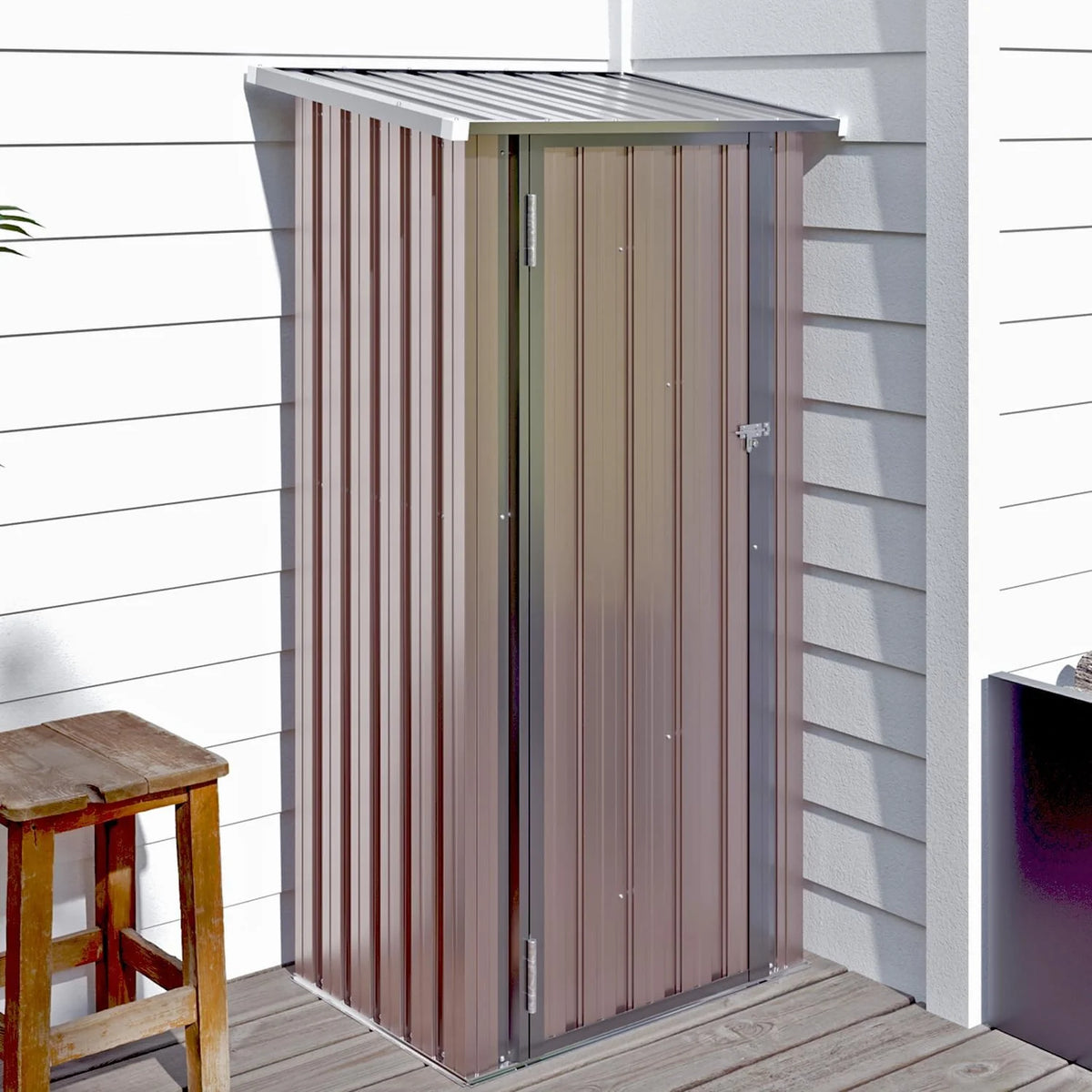 Aoxun 6.2x4 FT Shed Outdoor Storage Shed with Lockable Doors Sloping Roof Metal Garden