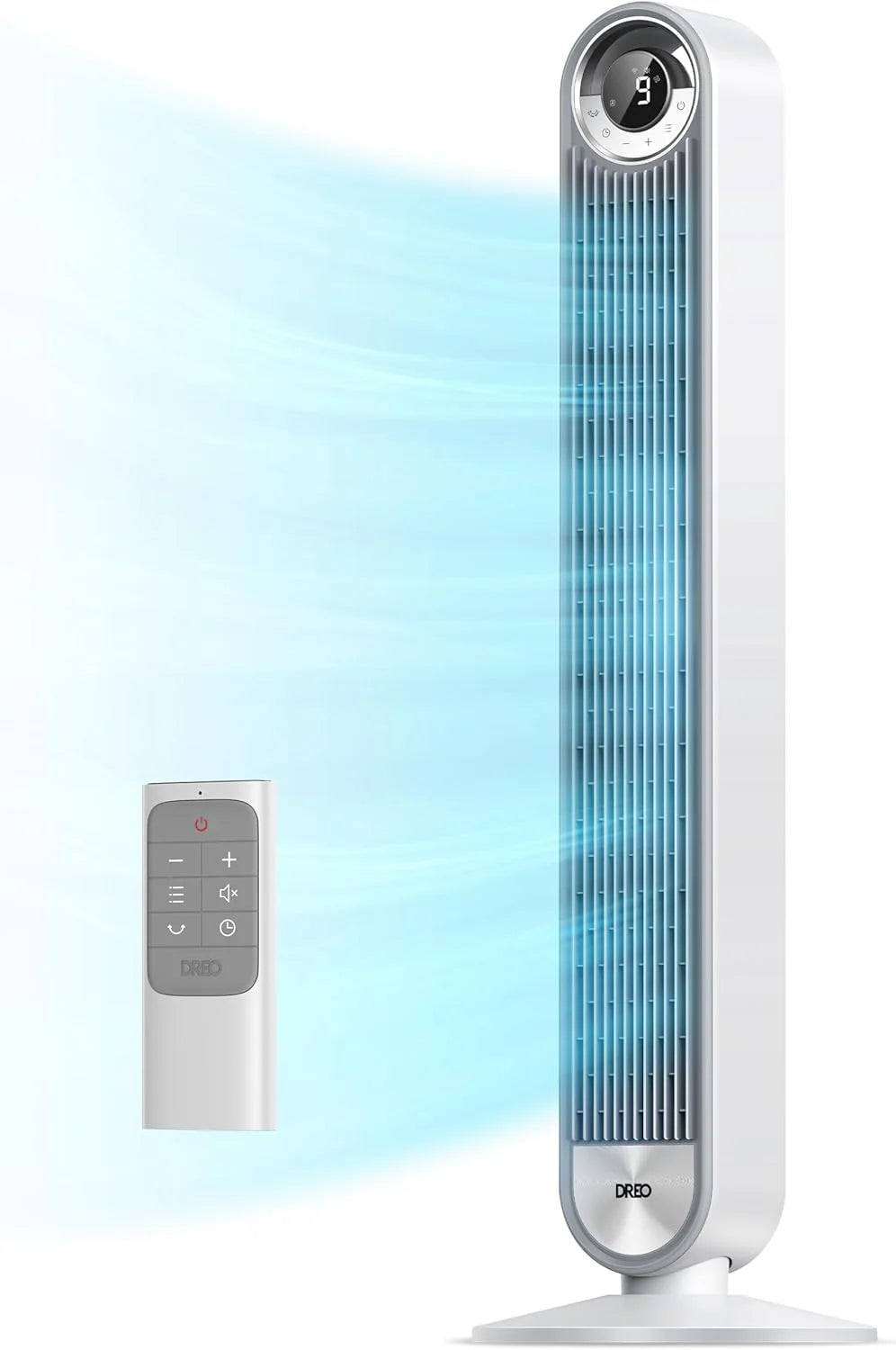 DREO Tower Fan for Bedroom, 90�� Oscillating Standing Fan with 28ft/s Velocity, 20dB Quiet for Sleep, DC Motor, 9 Speeds, 4 Modes, 12H Timer, Voice & APP & Remote Control, 42 Cruiser Pro T2 S