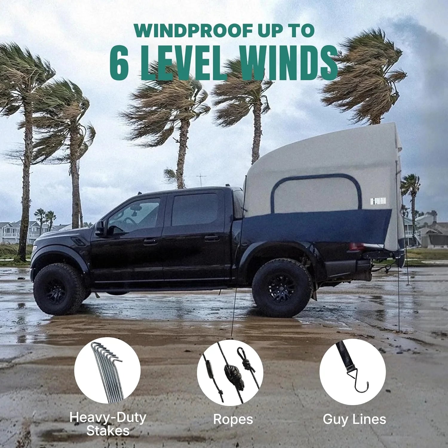 Niphean Truck Bed Tent 5.5ft-8ft for 2+1 People/Family, 2 Mins Fast Setup Inflatable Pickup Truck Tent, PU 3000mm Waterproof & High-Strength Windproof, Spacious Interior for Multi-Landscape