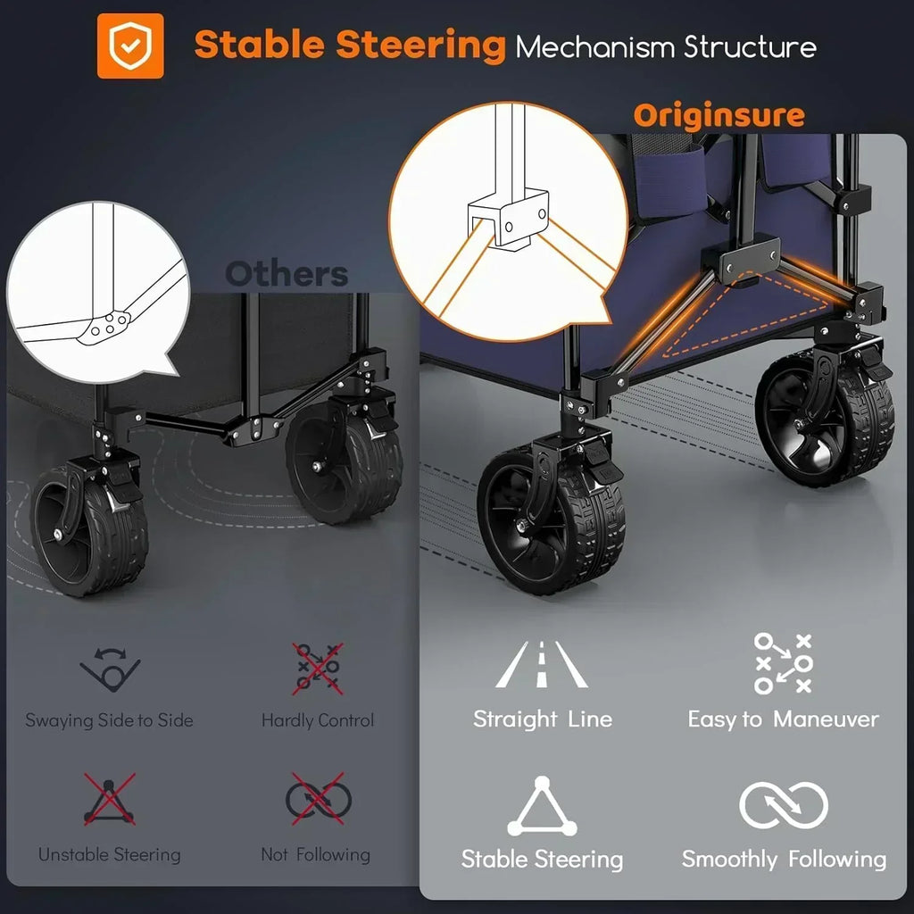 38 long foldable four-wheel stroller 460 lb capacity 220 liter folding beach stroller