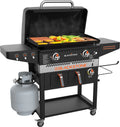 Blackstone 1962 Air Fryer Combo Two Burners Stainless Steel Gas Hood Wheels Two Side Shelf