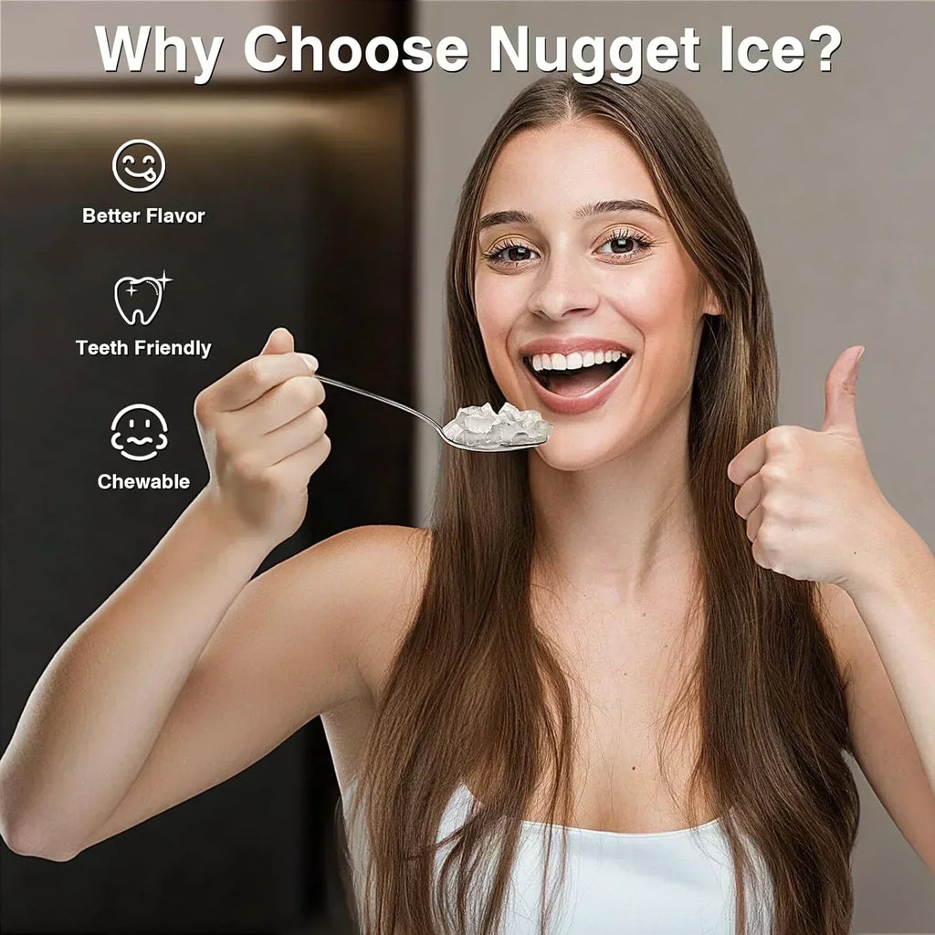 Nugget Ice Makers Countertop Pebble Ice Machine with Chewable Pellet Ice Self-Cleaning