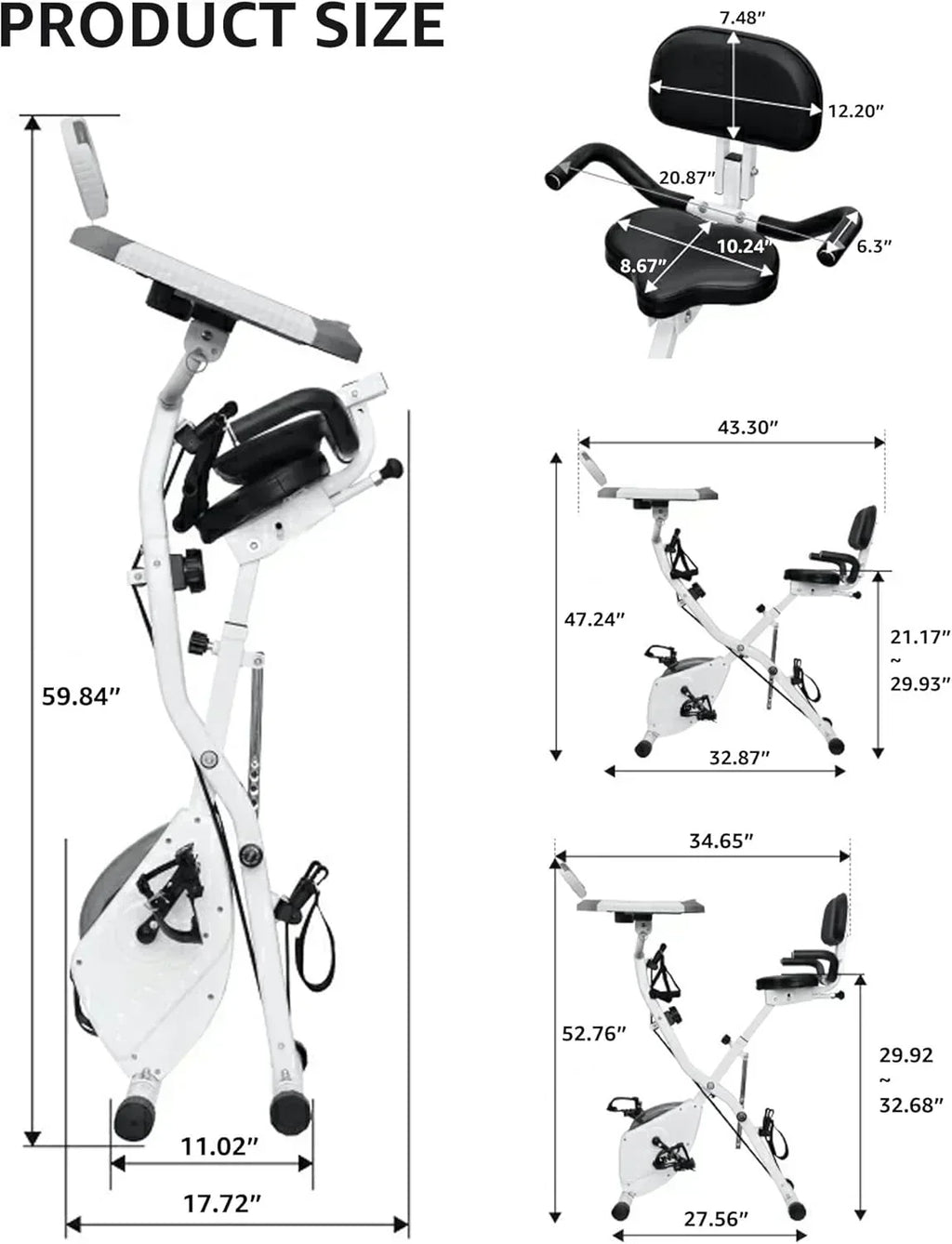Foldable Exercise Bike Stationary Bikes  5 IN 1 Indoor Workout Cycling Bike Quiet Magnetic Resistance