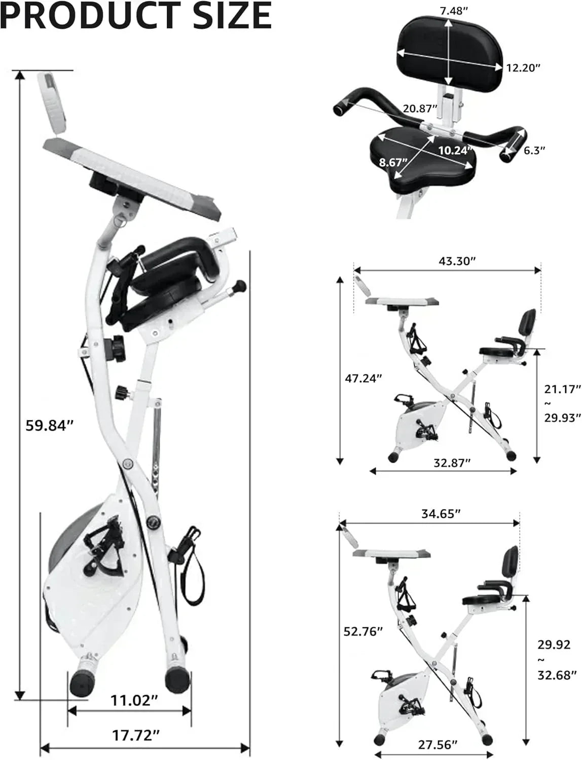 Foldable Exercise Bike Stationary Bikes  5 IN 1 Indoor Workout Cycling Bike Quiet Magnetic Resistance