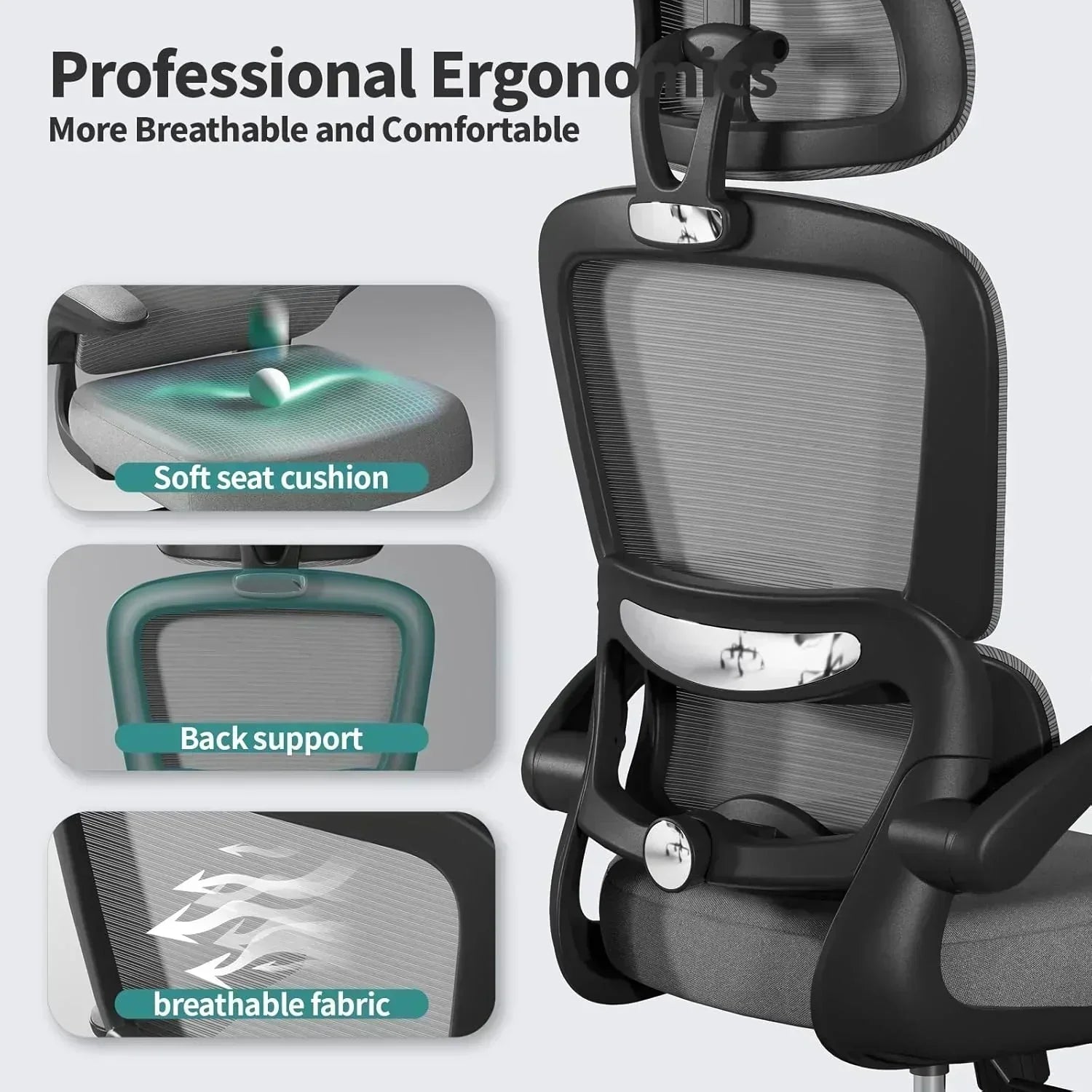 Office Chair Ergonomic Desk Chair 330 lbs Home Mesh Desk Chair Comfortable Gaming Chair