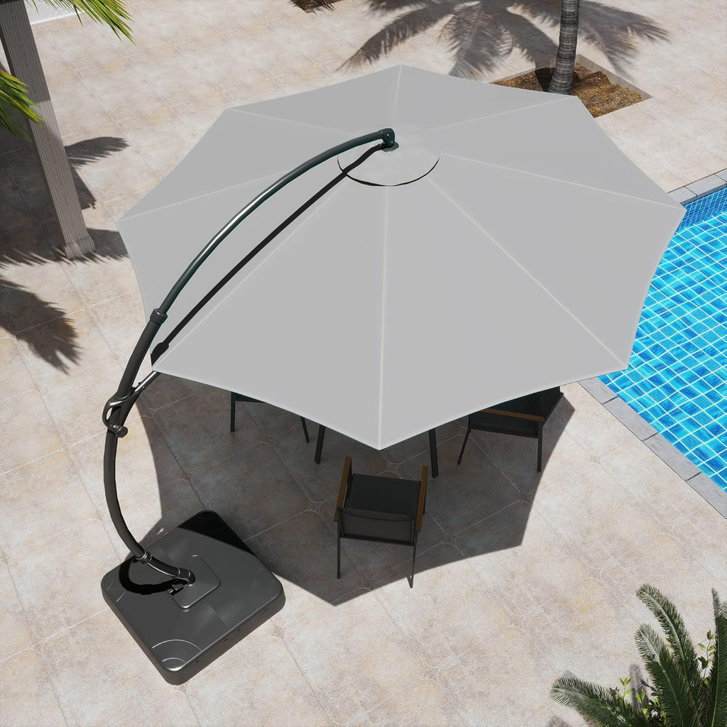 LAUSAINT HOME Outdoor Patio Umbrella with Base included 11 FT Deluxe Curvy Cantilever Umbrella