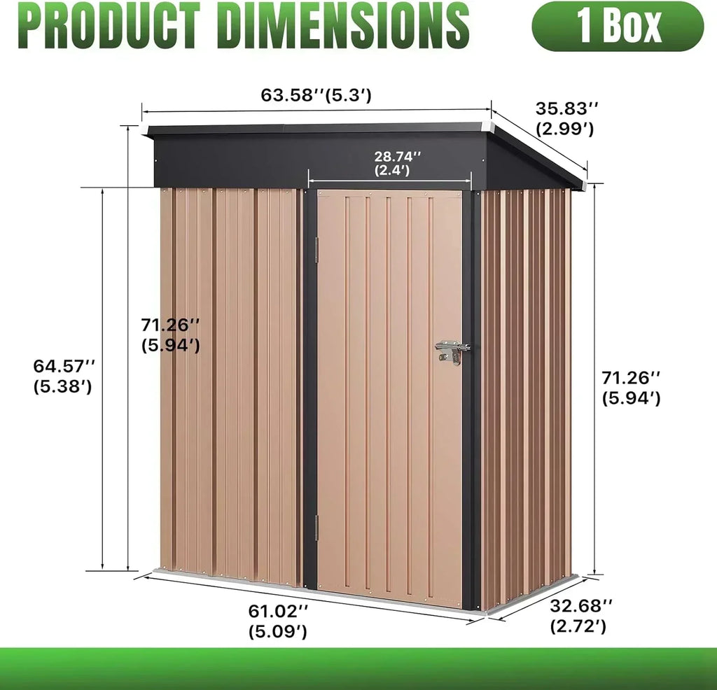 Aoxun 6.2x4 FT Shed Outdoor Storage Shed Metal Garden Shed Sloping Roof Tool Shed Bike Shed