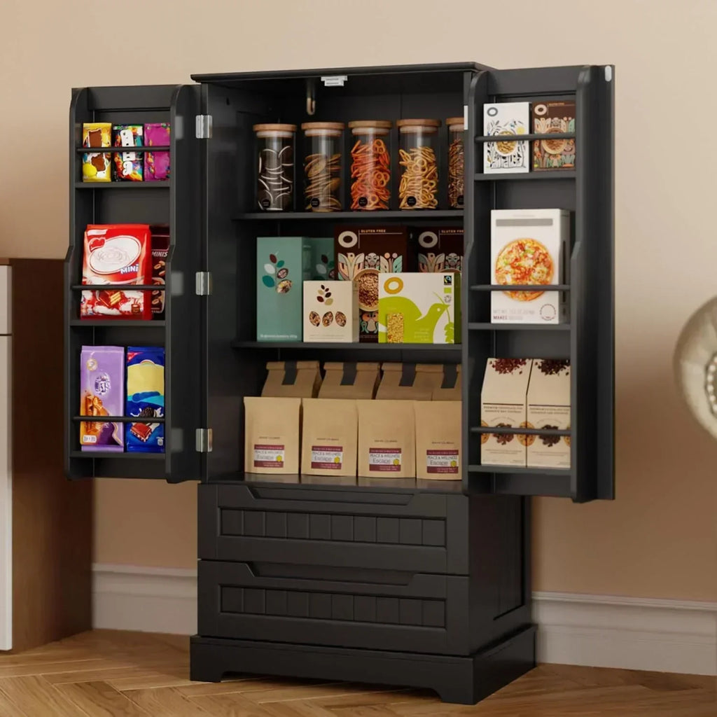 Gizoon Kitchen Pantry Cabinet with Drawers Freestanding Bathroom Storage Cabinet with Doors
