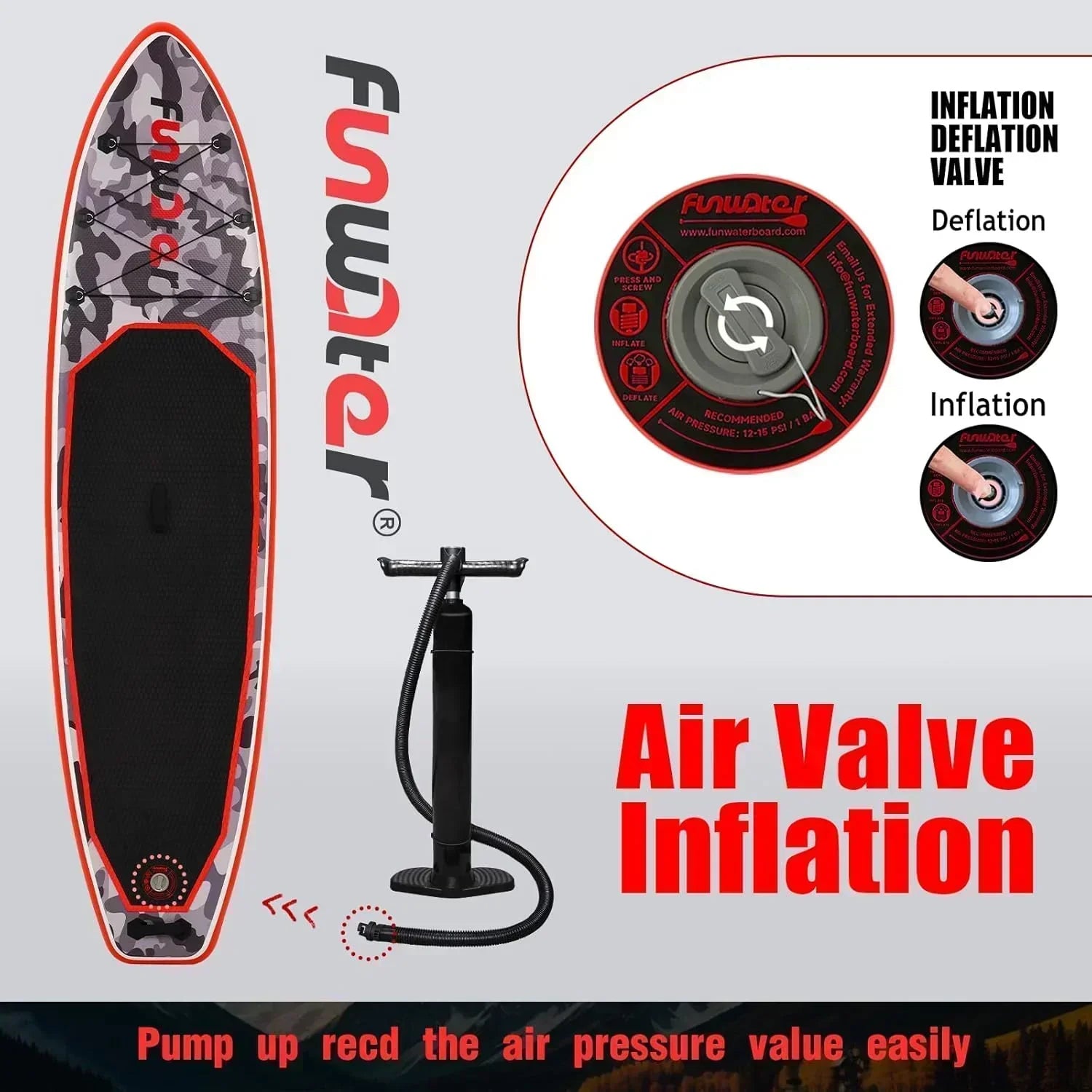 FunWater Inflatable Stand Up Paddle Board Premium SUP Paddle Accessories EVA Deck