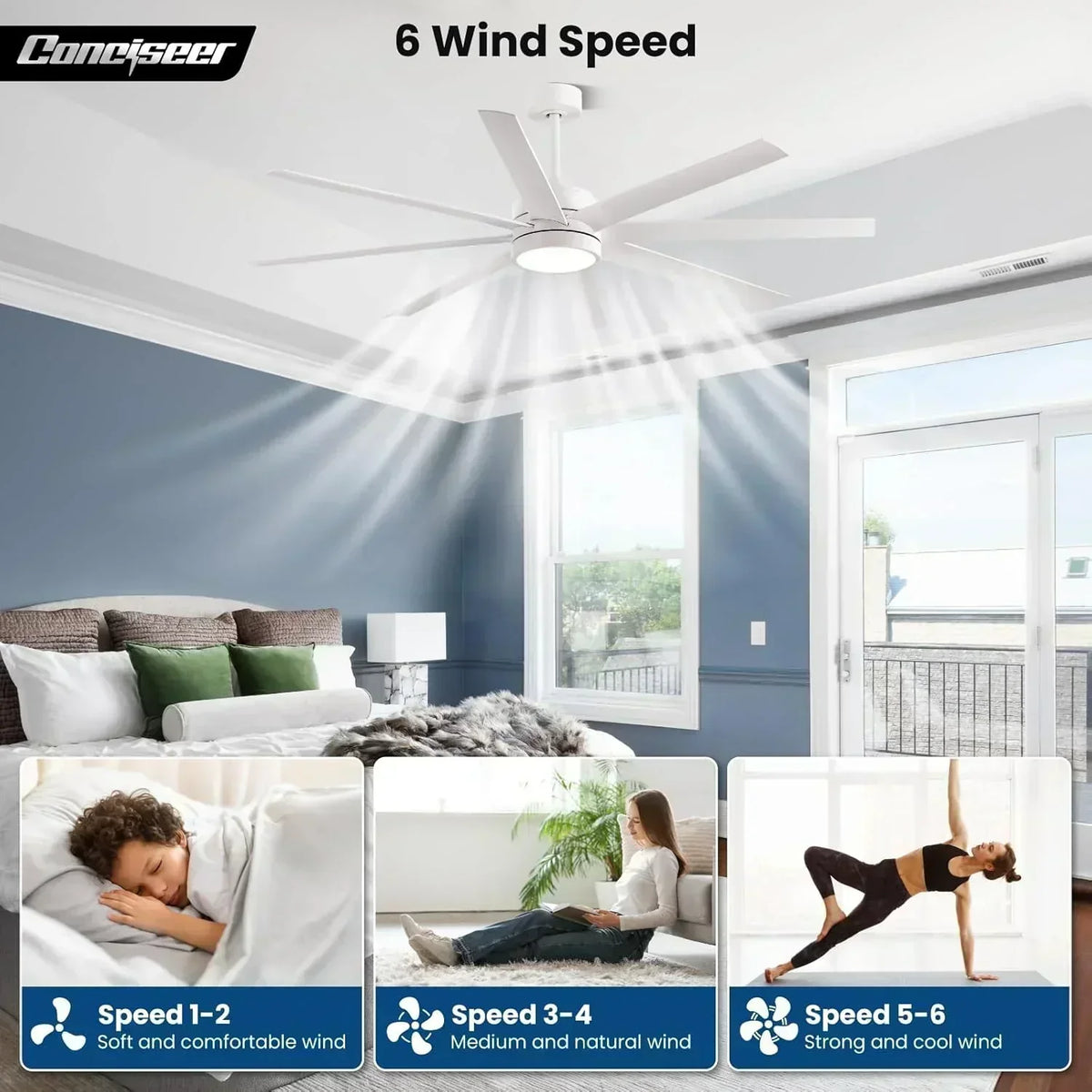 Modern ceiling fan 72 inch bedroom living room library cafe outdoor/industrial