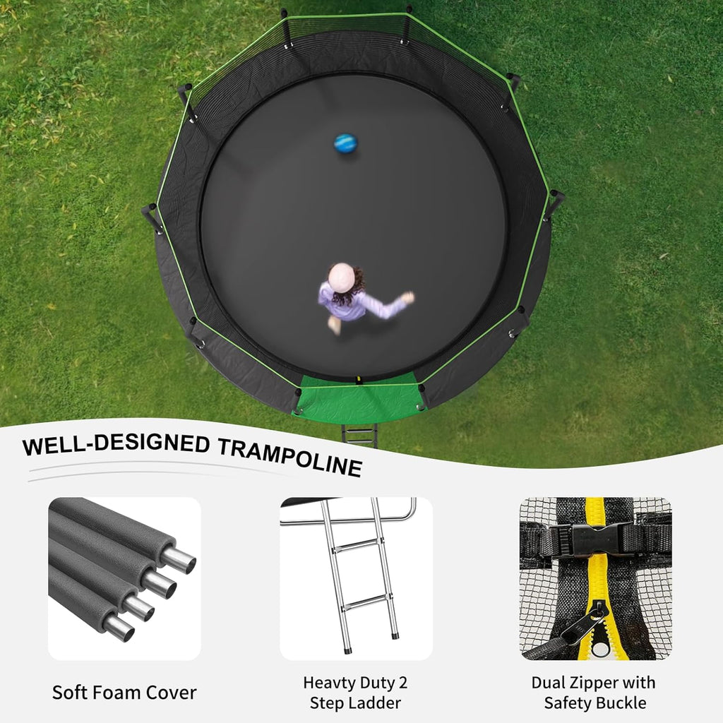 AOTOB 8FT 10FT 12FT 14 FT 15FT Trampoline with Safety Enclosure Net Outdoor Trampoline
