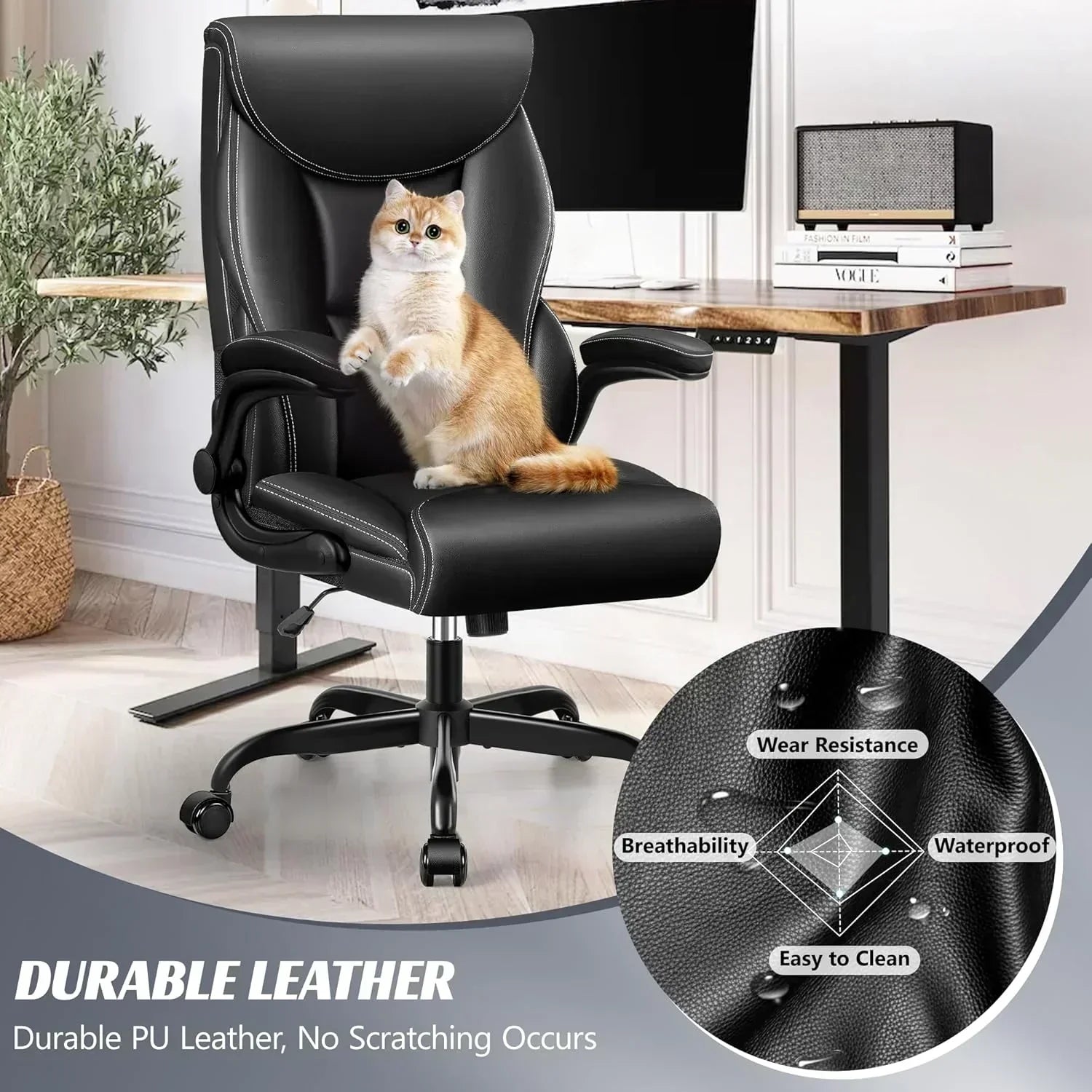 Office Chair Large High-Foot Computer Desk Chair Chair Lumbar Support Rotating Computer Chair