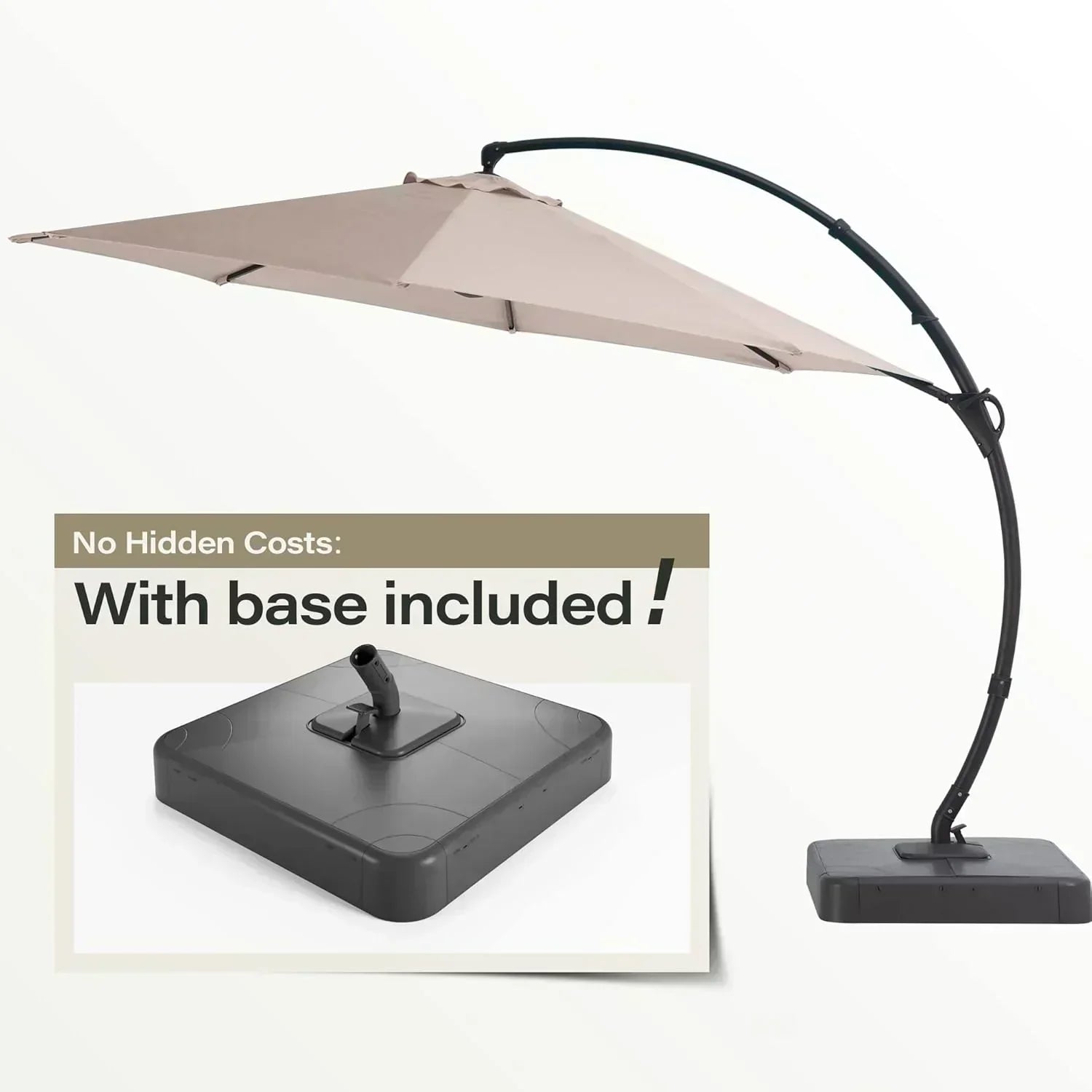 LAUSAINT HOME Outdoor Patio Umbrella with Base included 11 FT Deluxe Curvy Cantilever Umbrella