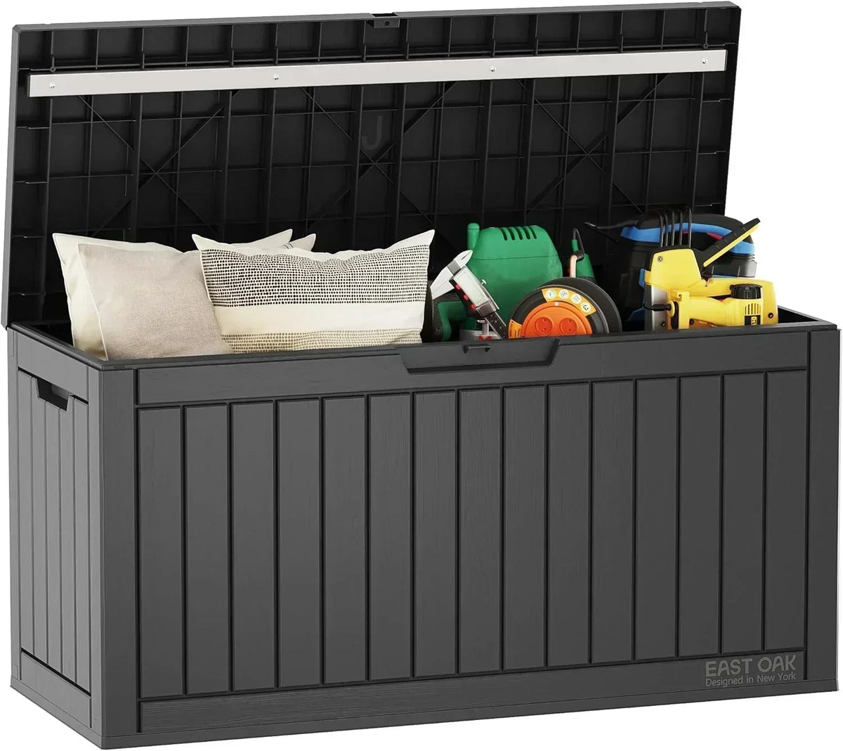 EAST OAK Outdoor Storage Box 60 Gallon Deck Box Indoor and Outdoor Use Waterproof Resin Storage