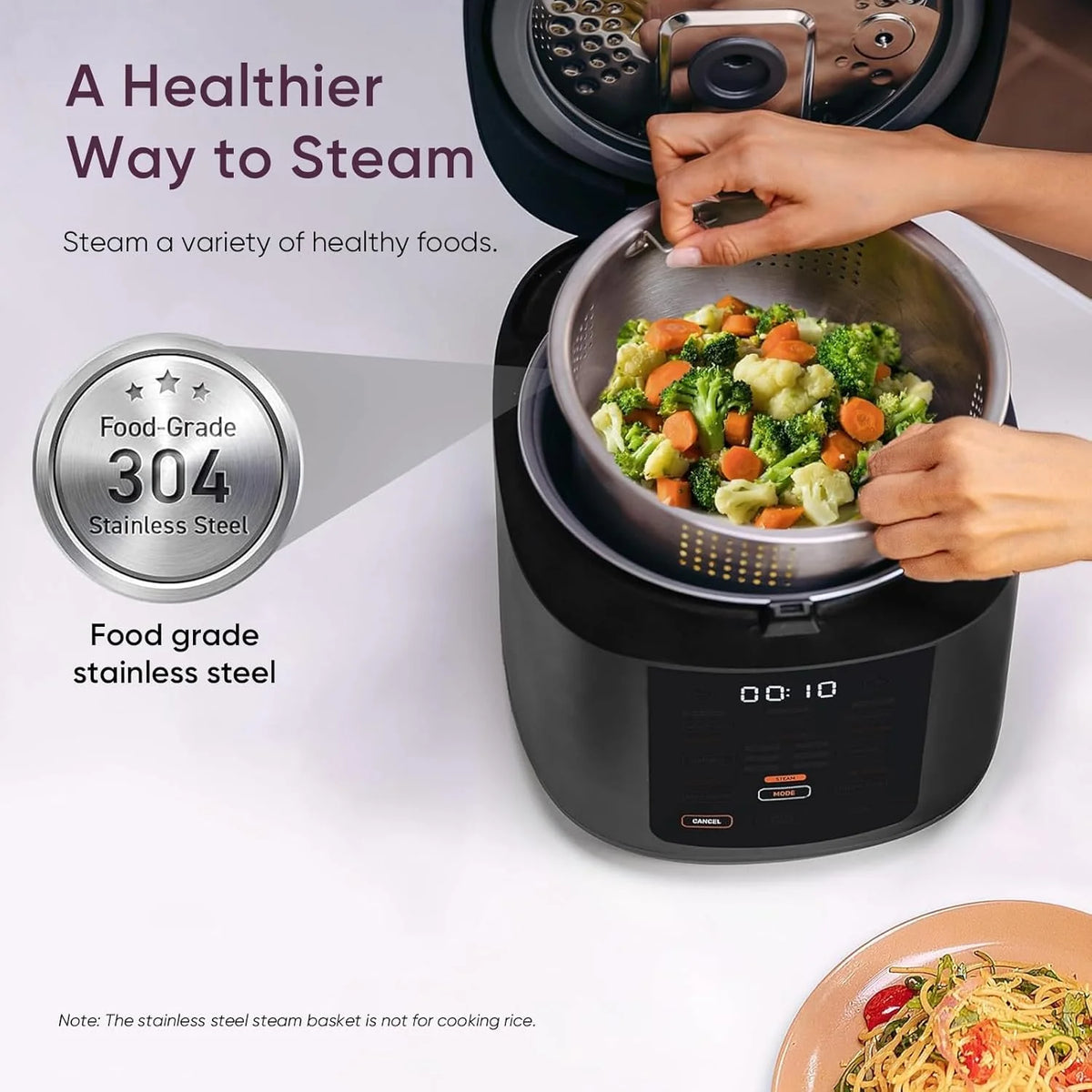 COSORI 10-Cup Rice Cooker with 24-Hour Heat Keeping and Non-Stick Ceramic Inner Pot, Steamer, Stir-fryer, and Slow Cooker