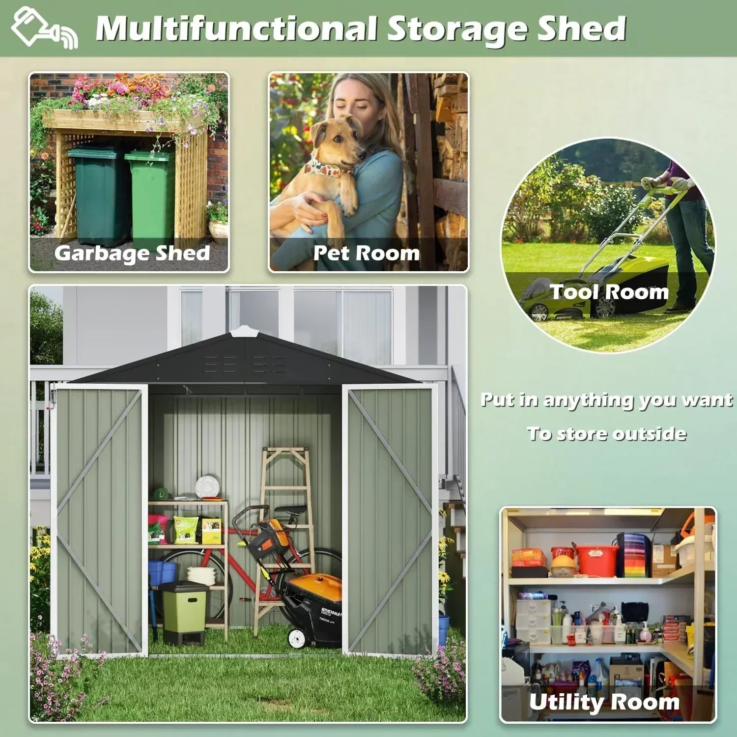 Devoko Outdoor Storage Shed Lockable Metal Garden Shed Steel Anti-Corrosion Storage House