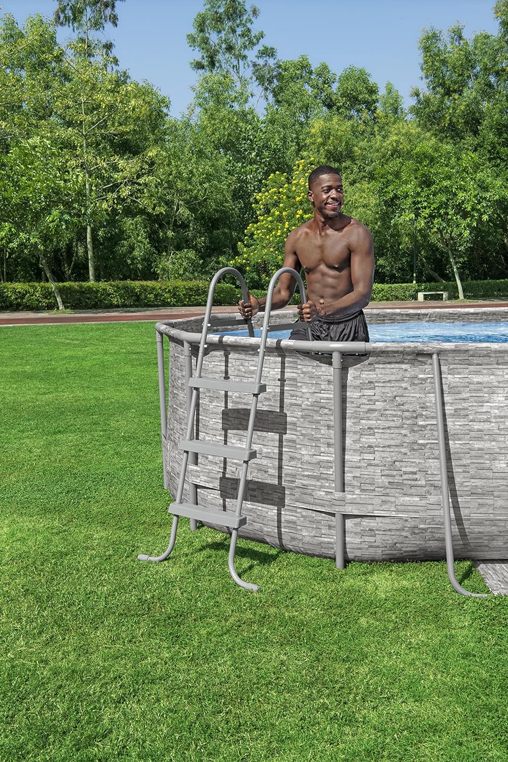 Power Steel 14' x 8'2 x 39.5 Oval Above Ground Pool Set Includes 530gal Filter Pump Ladder