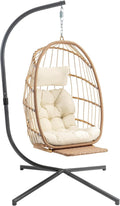 Yechen Indoor Outdoor Egg Hanging Chair Patio Wicker Swing Egg Chair Indoor Swinging Chair