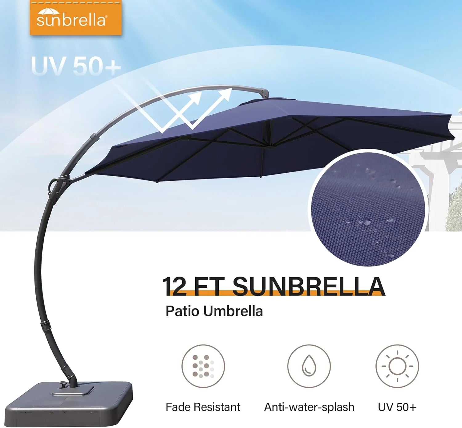 LAUSAINT HOME Outdoor Patio Umbrella with Base included, 11 FT Deluxe Curvy Cantilever Umbrella Heavy Duty Offset Hanging Umbrella with 360° Rotation for Market, Pool, Garden, Backyard, Deck (Beige)