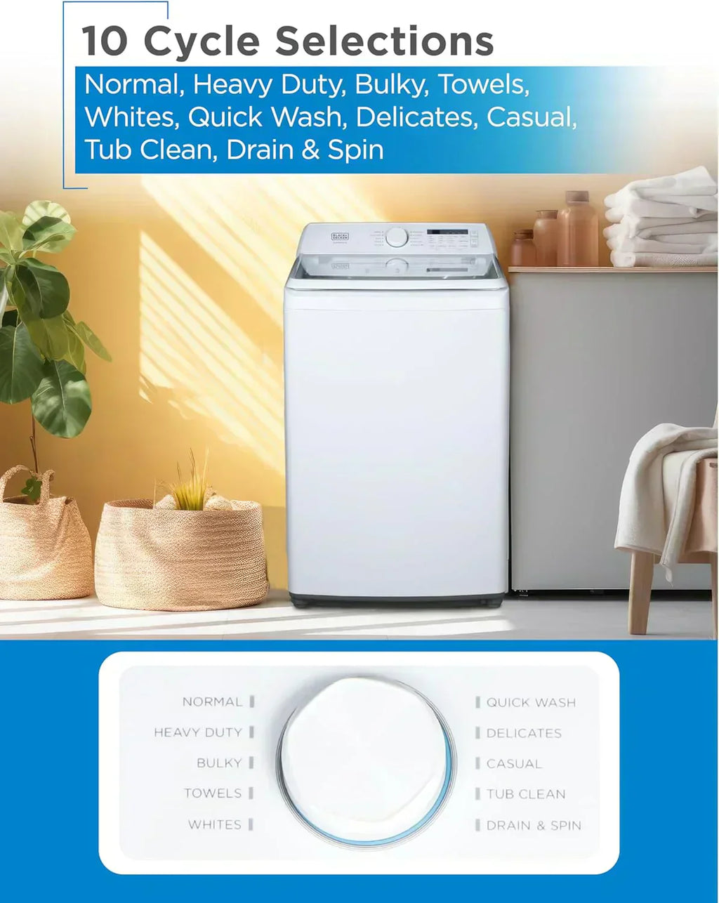 Portable Washer 6.6 lb. Capacity Washing Machine for Homes & Apartments 5 Wash Cycles