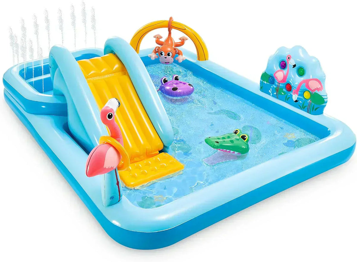 Intex 96 x 78 x 28 Inflatable Jungle Adventure Play Center Spray Kiddie Pool Water Slide