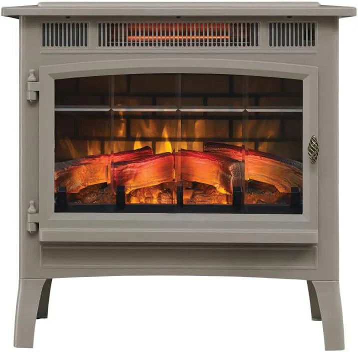 Freestanding Electric Fireplace Stove Heater with 3D Flame Effect for 1000 Sq. Ft
