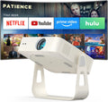 [Officially-Licensed App & Auto Focus]White Smart Mini Projector with WiFi and Bluetooth