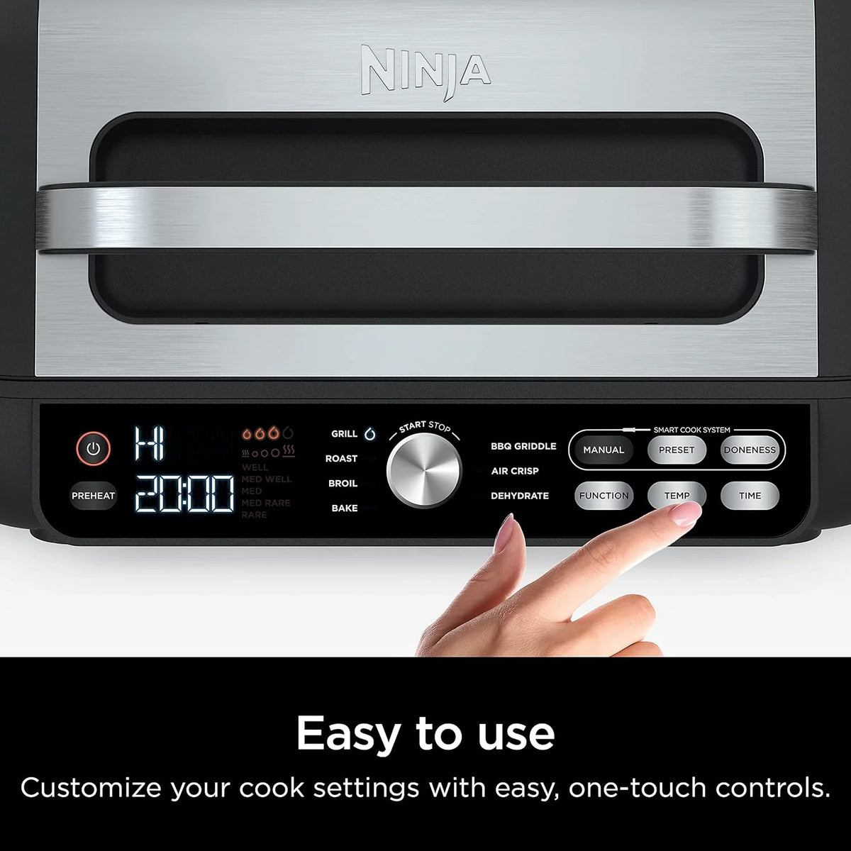 Ninja Foodi Smart XL 6-in-1 Indoor Grill with Air Fry, Bake, Roast, Broil, and Dehydrate, Smart Thermometer