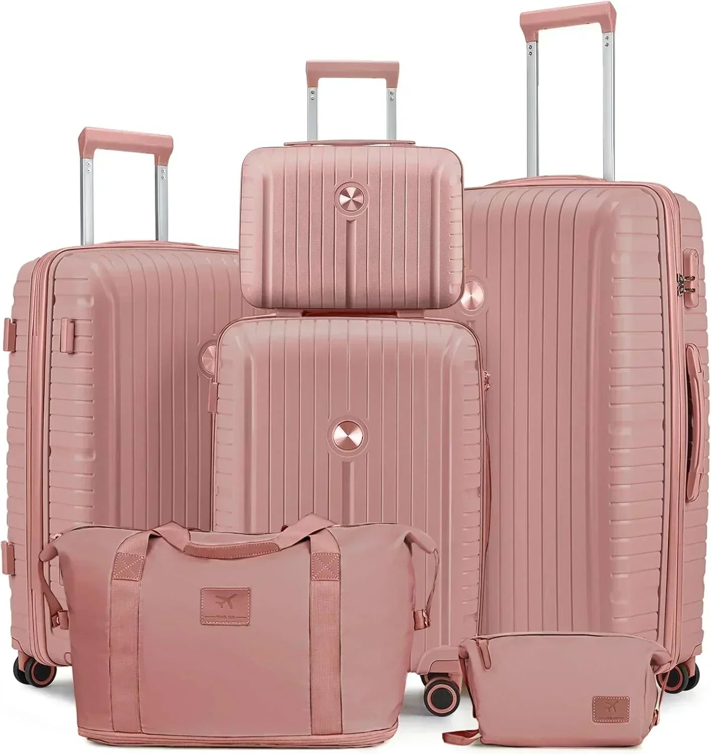 5-piece PP hardshell lightweight travel carry-on luggage set with dual spinner wheels