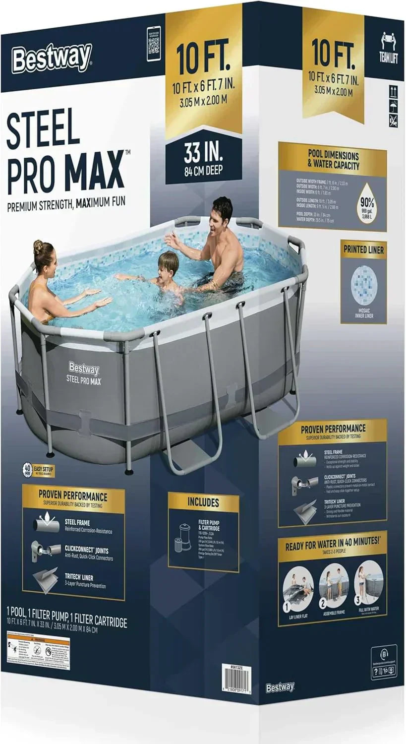 Power Steel 14' x 8'2 x 39.5 Oval Above Ground Pool Set Includes 530gal Filter Pump Ladder
