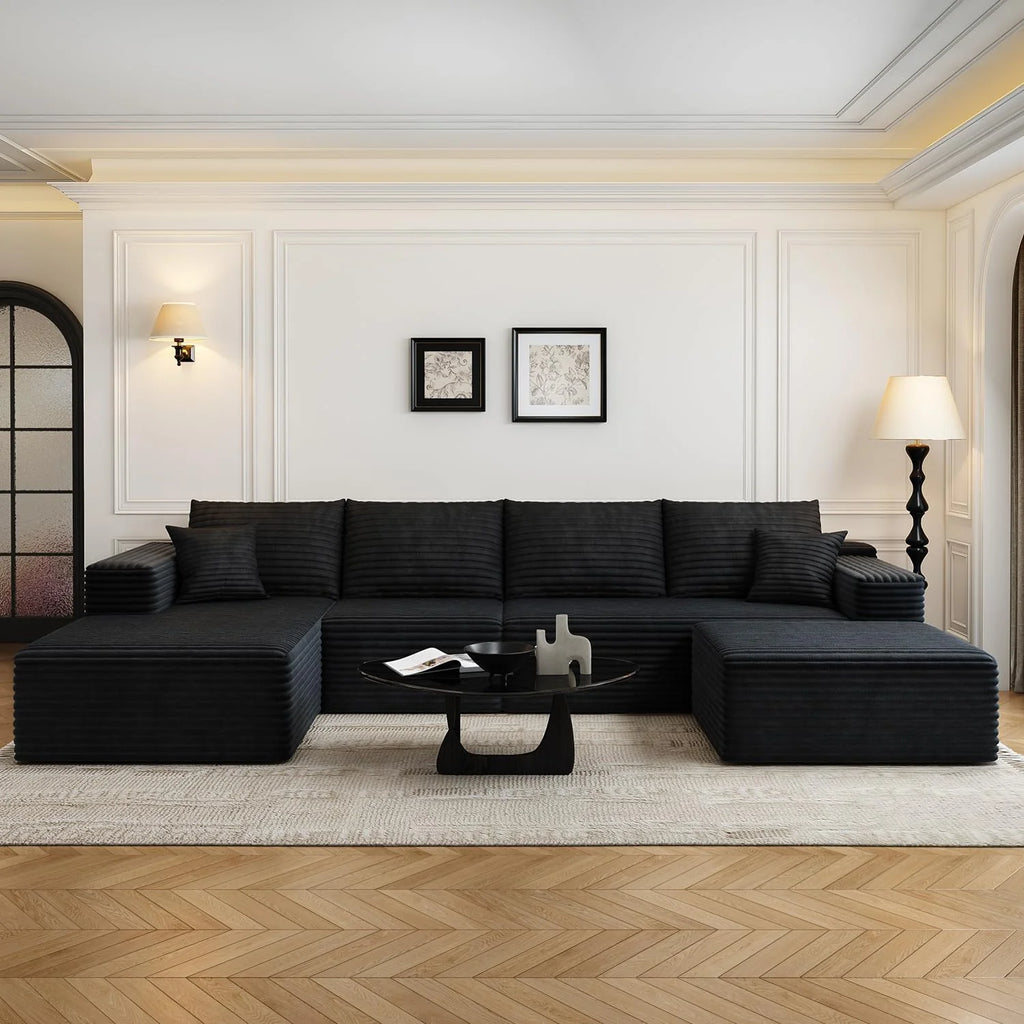 107.5 inch Cloud Modular Sectional Sofa with L-Shaped Chaise Lounge, Modern Minimalist Upholstered Sofa Deep Seating Corner Sofa