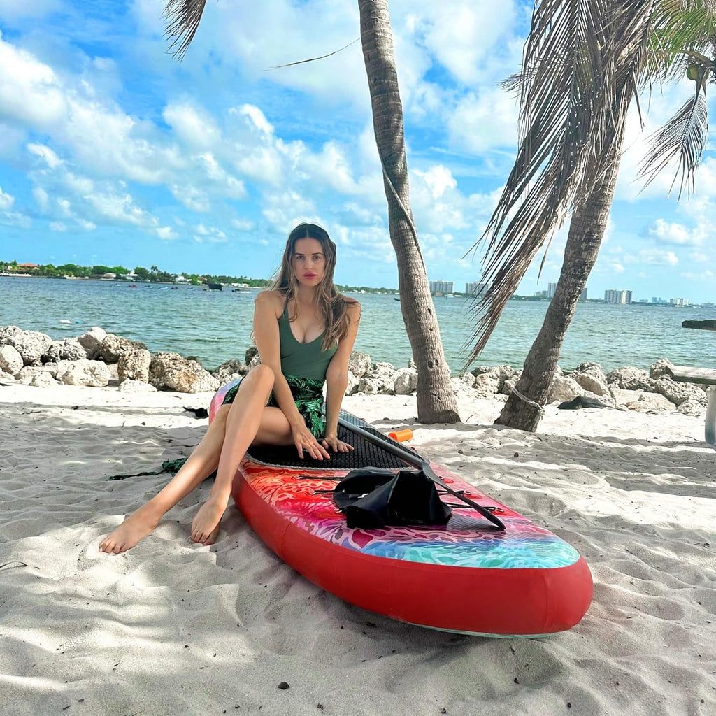 Inflatable wide SUP board with SUP carrying bag hand pump 10L waterproof bag