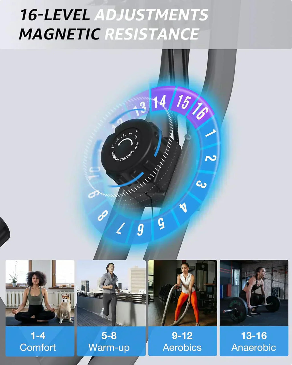 Foldable Exercise Bike Stationary Bikes  5 IN 1 Indoor Workout Cycling Bike Quiet Magnetic Resistance